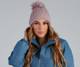 Cutie Pom Twist Knit Beanie ladies-street